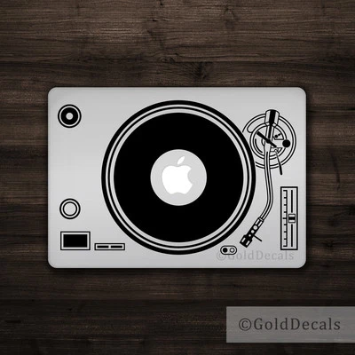 DJ Turntable - Mac Apple Logo Laptop Vinyl Decal Sticker Macbook Music Record - Image 1 of 4
