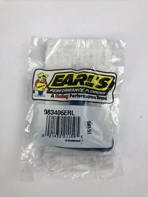 NOS Earl's Performance Plumbing 983406ERL Bulkhead Fuel Hose Tee Fitting FSTSHP - Image 1 of 2