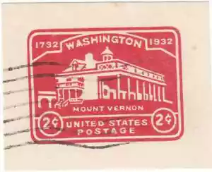 Scott # U525a - 2c Carmine Envelope Cut Square - Raised "S" - Used - Picture 1 of 2