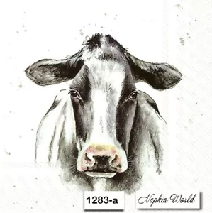 (1283) DOS servilletas artesanales artísticas decoupage de papel para almuerzo - GANADO LECHERO VACA - Imagen 1 de 3