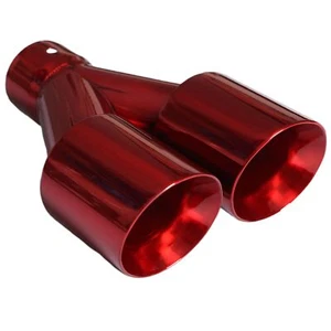 Mach-Speed Universal Car Exhaust Tip Slant Cut Double Wall Powder Red ET-025RD - Picture 1 of 1