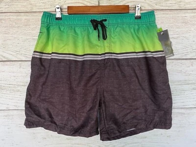 Pantalones Cortos de Natación Burnside Trunk Para Hombre Talla XLarge Negros y Verdes Elastizados Nuevos Foto 1 de 3