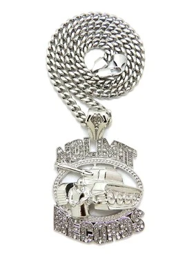 Colgante Ice Bling SIN LIMIT RECORDS con cadena cubana de acero inoxidable de 5 mm Foto 1 de 4