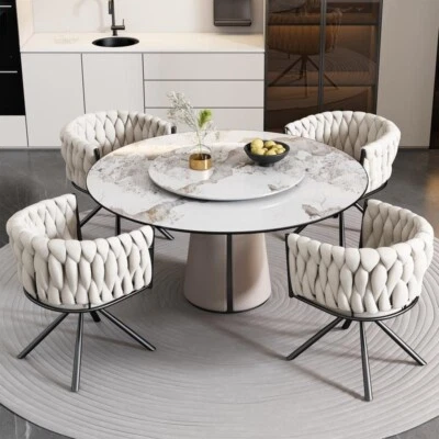 Set of 6 Swivel Velvet Dining Chairs – Modern, Comfy, Curved Back Support - Image 1 of 4