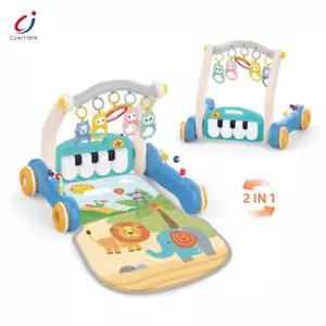 2 In 1 First Steps Baby Walkers Sounds Music Fun Push Along Walker Baby Gym Mat - Picture 1 of 6