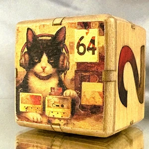 Melodic Moggy - Rebobinar, Reproducir, Relajarse - Cubo Doble Backgammon 36 mm - Imagen 1 de 9