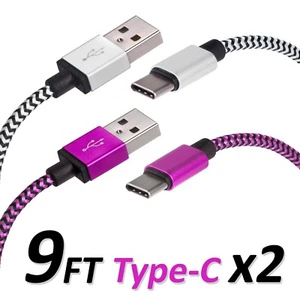 Type C 9 FT USB Charger Data Cable For Android Device Type-C High Quality 2 Sets - Picture 1 of 2