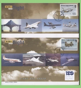 Br. Virgin Islands 2003 100 Years of Manned Flight on six First Day Covers - Picture 1 of 3