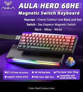 AULA HERO 68HE RGB Gaming Keyboard Magnetic Switch 8K Wired Rapid Trigger - Picture 1 of 14