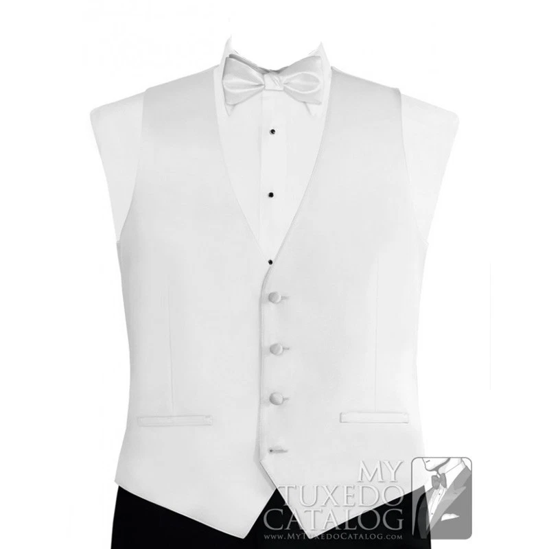 Modern Solid Twill Tuxedo Vest and Bow Tie in Black, White, Ivory and Browns - Image 1 of 1