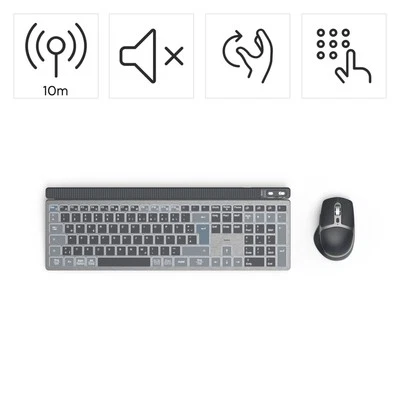Hama Funk Tastatur Maus Set QWERTZ Bluetooth 10m kabellos wireless USB LED leise - Bild 1 von 4