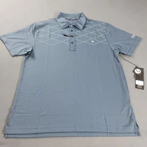 Travis Mathew Shirt Polo Herren Größe L Blau Performance Strech Extra Confort Neu mit Etikett - Bild 1 von 13