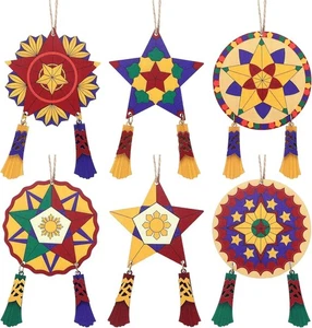 6 Pcs Philippine Christmas Tree Parol Ornaments Wooden Parol Lantern Filipino Ch - Picture 1 of 5