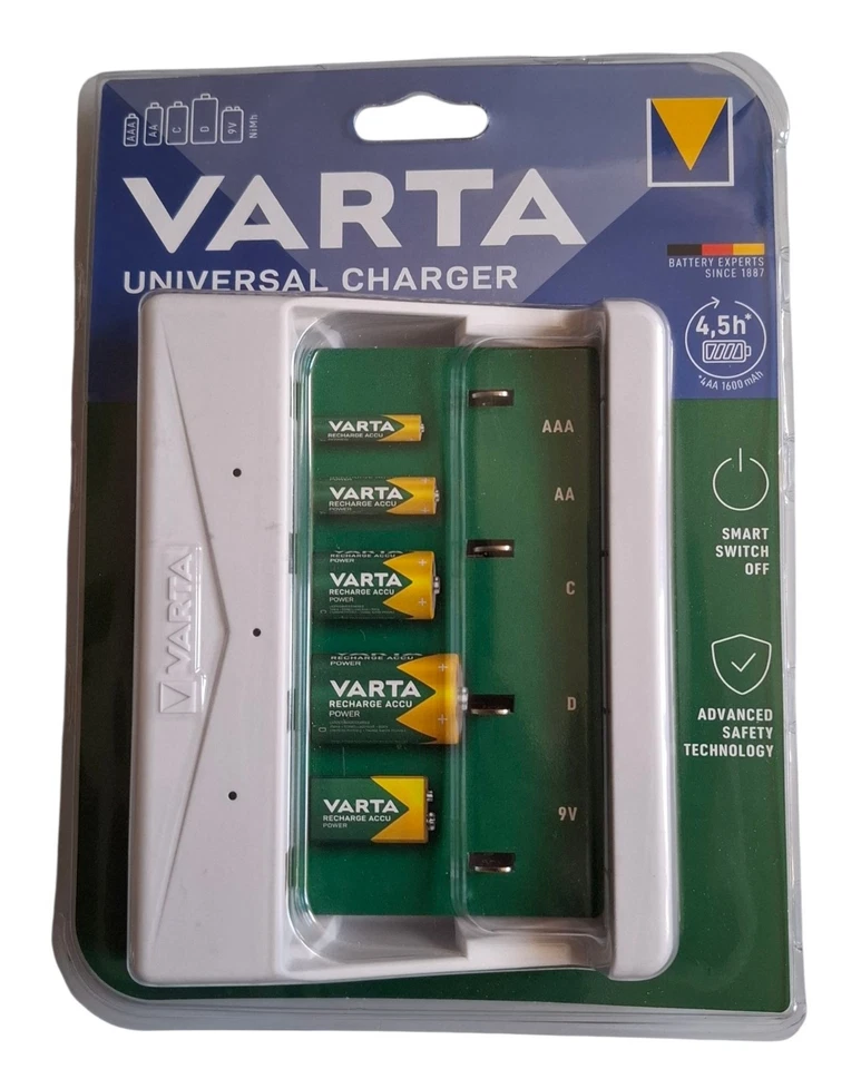 Varta Akku Ladegerät LCD Universal Charger weiß AAA / AA / C / D / 9V 57658 - Bild 1 von 1