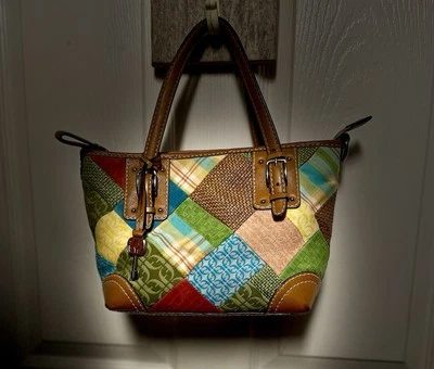 Y2K Fossil Quilted Patchwork Designer Hand Bag Vintage Purse Satchel Colorful - Image 1 of 4