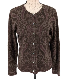 Tweeds Sweater  SZ Med  Lambswool Angora Brown Subtle Floral Bohemian - Picture 1 of 10