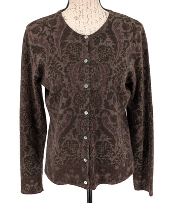 Suéter Tweeds Talla Med Lana de Cordero Angora Marrón Sutil Floral Bohemio Foto 1 de 4