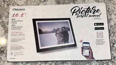 Aluratek 10" LCD Picture Frame Wi-Fi Touchscreen Digital Photo Black 32GB  OB - Image 1 of 4