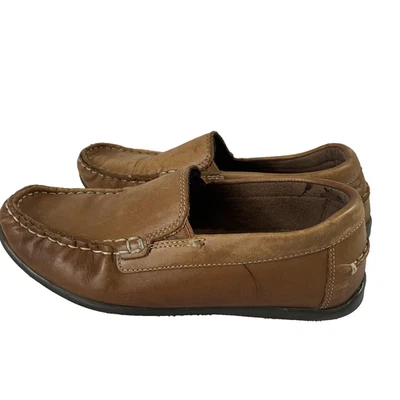 Florsheim Kids Shoes Boys Size 3 Wide Brown Leather Slip On Loafers Memory Foam - Image 1 of 4