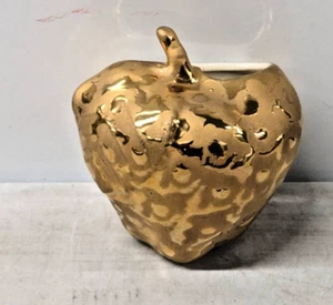 Vintage 24K Gold finished Ceramic Apple-Shaped Wall Pocket Made in Japan - Picture 1 of 14