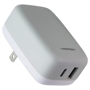 Ventev 27W (USB-A + USB-C) Caricatore da Parete Ultra Veloce Doppia Porta - Grigio/Bianco - Foto 1 di 6