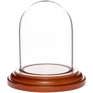 Plymor 1.85" x 2.875" Mini Glass Display Dome Cloche (Walnut MDF Base) - Picture 1 of 2
