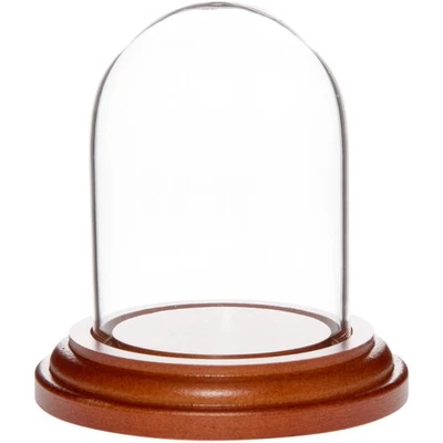 Plymor 1.85" x 2.875" Mini Glass Display Dome Cloche (Walnut MDF Base) - Image 1 of 2