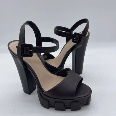 Sandalia Aldo Verrajan para mujer talla 7,5 con correa en el tobillo plataforma marrón oscuro Foto 1 de 4