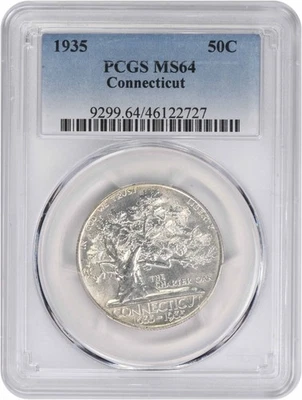 Connecticut Commemorative Silver Half Dollar 1935 MS64 PCGS - Image 1 of 2