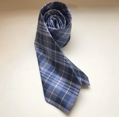 Vestido de negócios Stafford Tie masculino azul xadrez padrão poliéster gravata escritório - Imagem 1 de 4