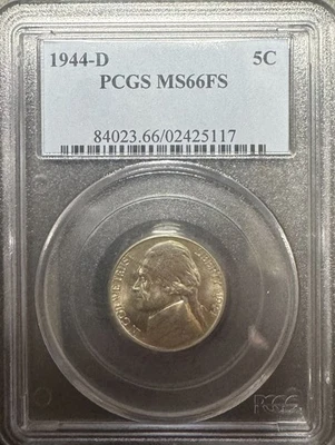 1944-D Silver Jefferson War Nickel MS-66FS PCGS   Free US Shipping - Image 1 of 2