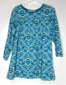 Hanna Andersson Girls 110 cm US 5 dress Blue Green White Print Long Sleeve Knit - Picture 1 of 4