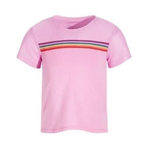 NEW ID Ideology Little Girls Multi-Stripe Shirt Sweet Alyssum pink, Tee shirt 5 - Picture 1 of 5