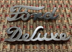 1939 1940 Ford Deluxe Script Hood Emblem Badge Set (ON-22-3) - Picture 1 of 12