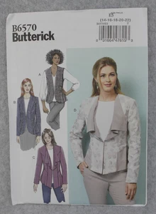 Butterick Sewing Pattern B6570 Sz 14-22 Misses Fitted Lined Vest & Jacket Uncut - Picture 1 of 5