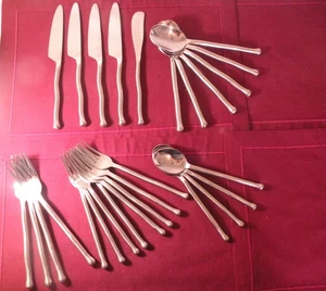 27 Pieces Gourmet Settings Exotique Platinum Stainless Flatware Forks Spoons - Picture 1 of 6