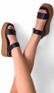 Sandalias de plataforma Steve Madden negras para mujer talla 7,5 M usadas en excelente estado - Imagen 1 de 9