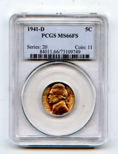 1941-D PCGS MS66FS JEFFERSON ¡NÍQUEL! - Imagen 1 de 2