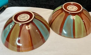 (2) Sango Flair Brown 4836 Cereal/Soup Bowls Pair Discontinued - Picture 1 of 9
