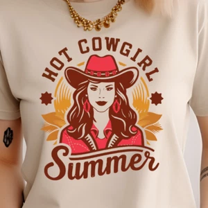 Hot Cowgirl Summer, Western, Funny TShirt, Rodeo - Picture 1 of 48