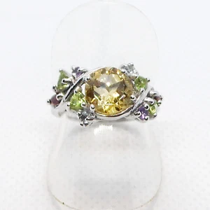 Multistein Multicolor Ring 925 Silber 585 Weißgold vergoldet 17,2 mm 54 - Bild 1 von 4