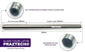Precision Morse Taper 3 Lathe Alignment Test Mandrel Bar 335mm Long | Mt3 Shank - Picture 1 of 4