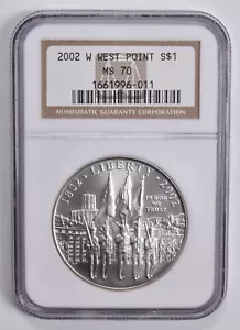 MS70 2002-W West Point Army Military Commemorative Dollar NGC - Picture 1 of 5