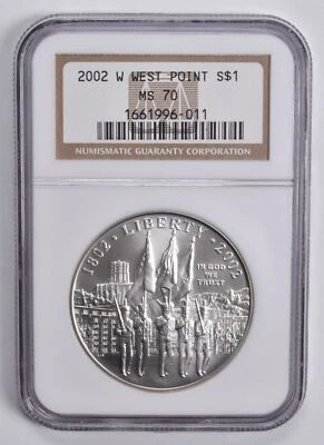 MS70 2002-W West Point Army Military Commemorative Dollar NGC - Image 1 of 4
