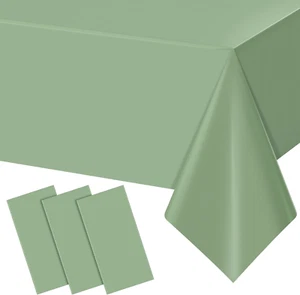 3Pack Sage Green Plastic Tablecloths for Rectangle Tables, Light Green Disposabl - Picture 1 of 12