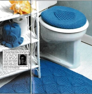 Juego de baño/alfombra, funda de asiento y cubierta de papel higiénico - peor - patrón de tejido SOLO - Imagen 1 de 2