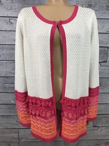 Women's Cabana Cay Size XL Open Front Cardigan Cream / Coral Colors - Picture 1 of 9