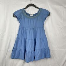 Hanna Anderson Blue Tiered Twirl Midi Girls Cotton Dress Sz 4T