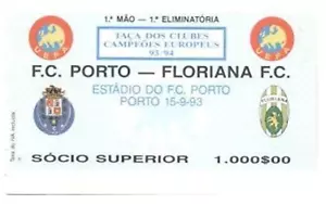Ticket Porto FC Portugal - Floriana FC Malta 1993 Champions League - Picture 1 of 1