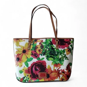 Nine West Multicolor Floral Print Coated Canvas Large Tote Bag & Wristlet - Picture 1 of 15